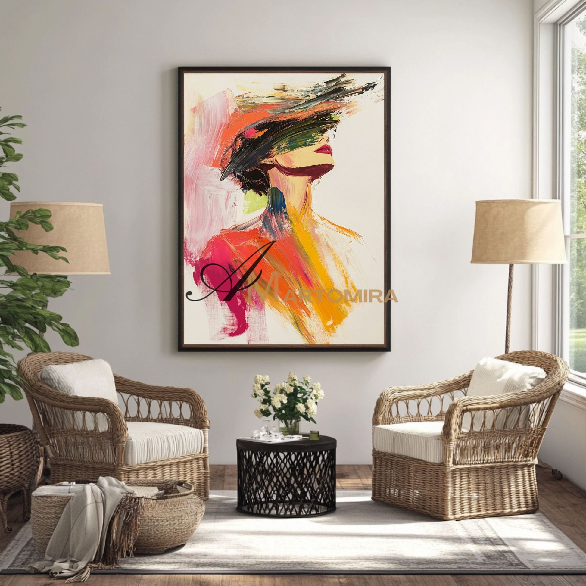 Painting Art Woman | Colorful Wall Art | Beautiful Woman Painting | Wall Art For Bedroom #AP027