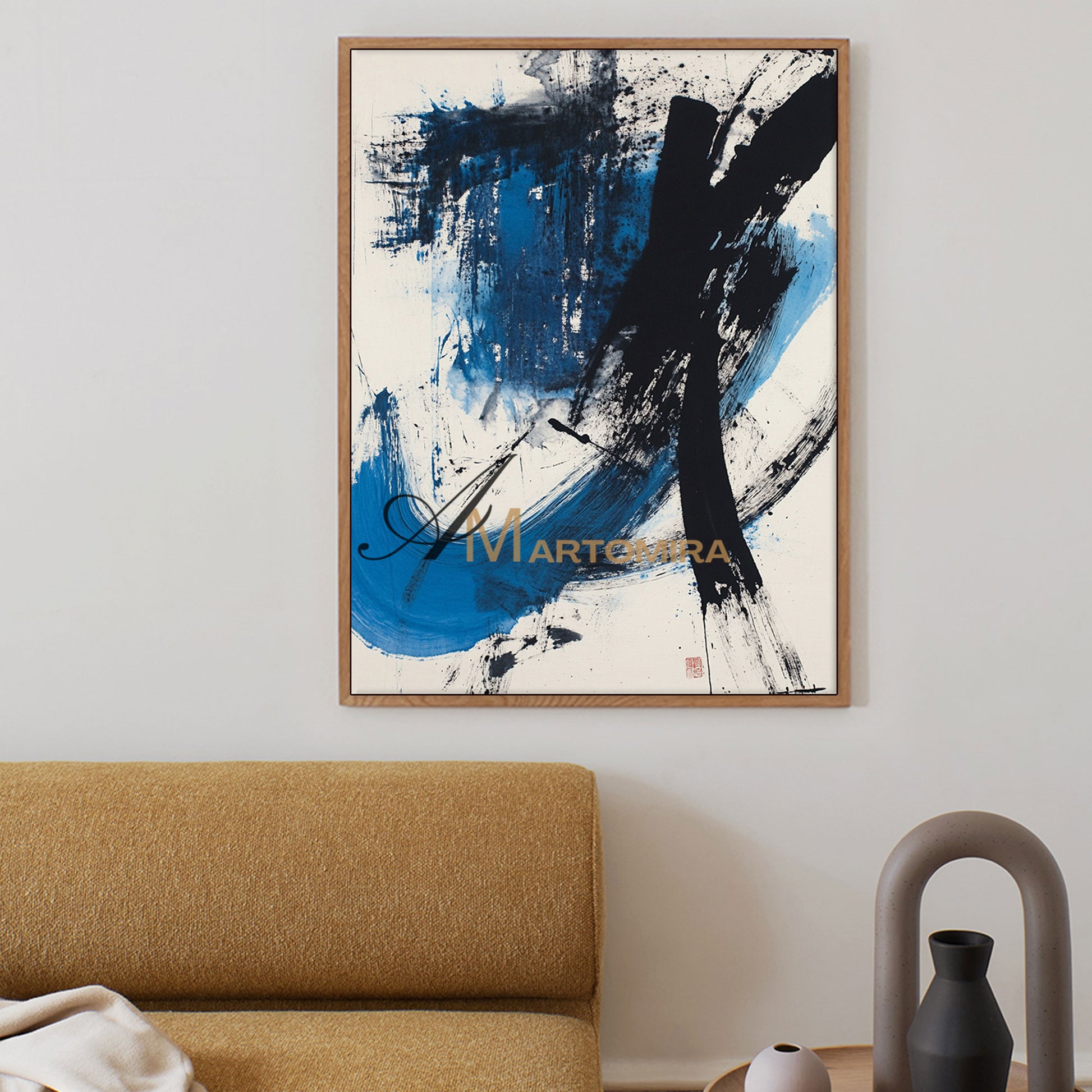 Acrylic Paint | Modern Abstract Wall Art | Blue Abstract Wall Art | Large Canvas For Acrylic Painting #AH150