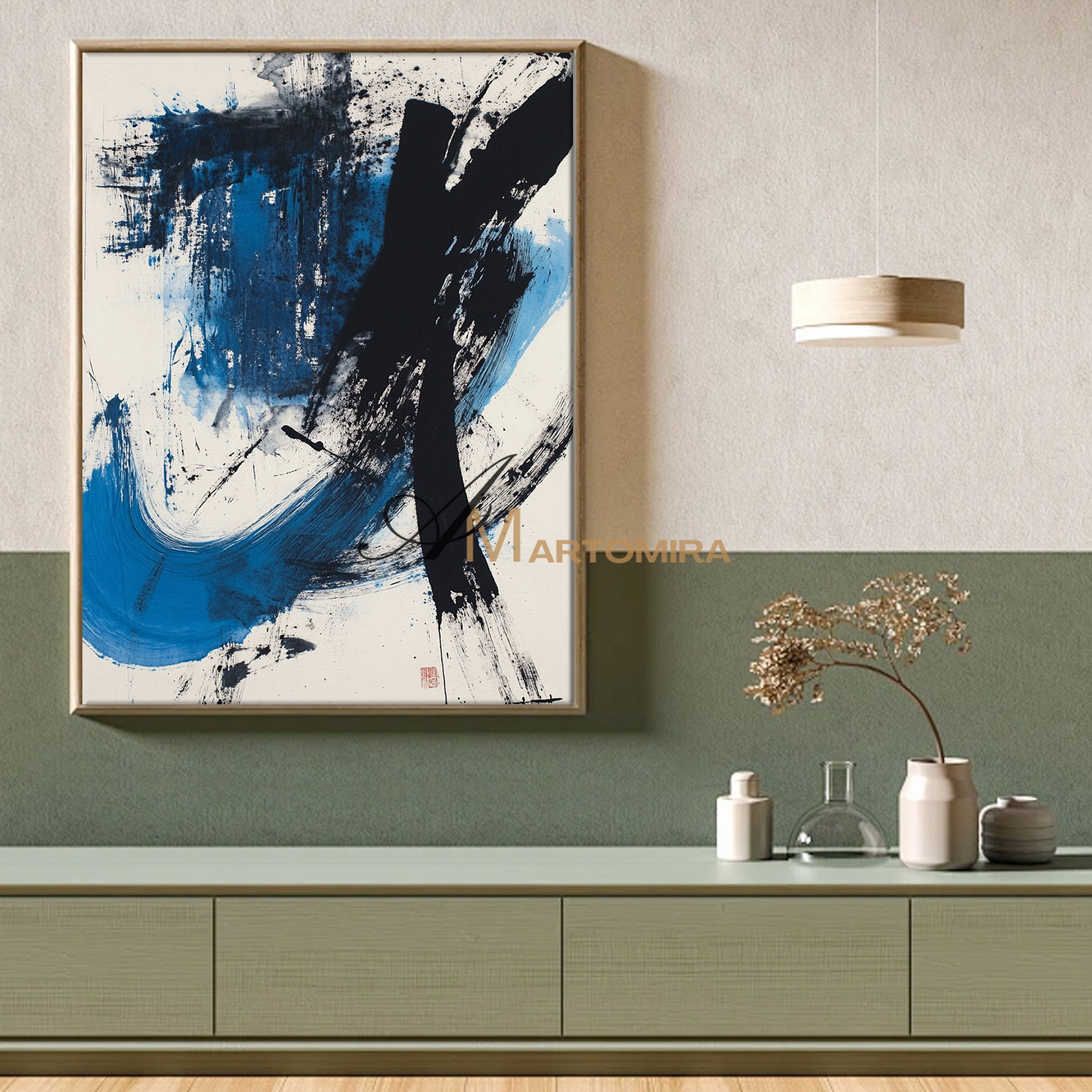 Acrylic Paint | Modern Abstract Wall Art | Blue Abstract Wall Art | Large Canvas For Acrylic Painting #AH150