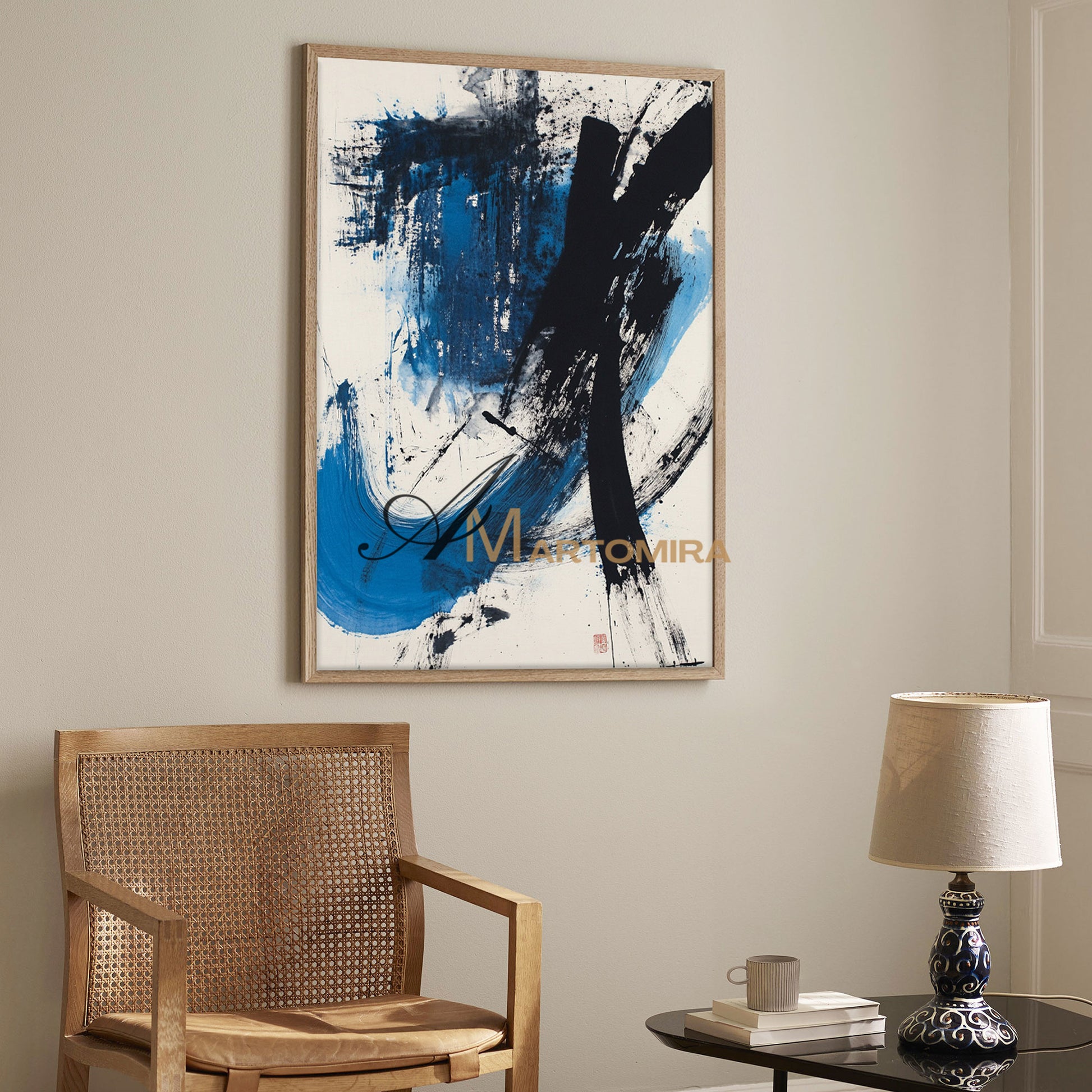 Acrylic Paint | Modern Abstract Wall Art | Blue Abstract Wall Art | Large Canvas For Acrylic Painting #AH150