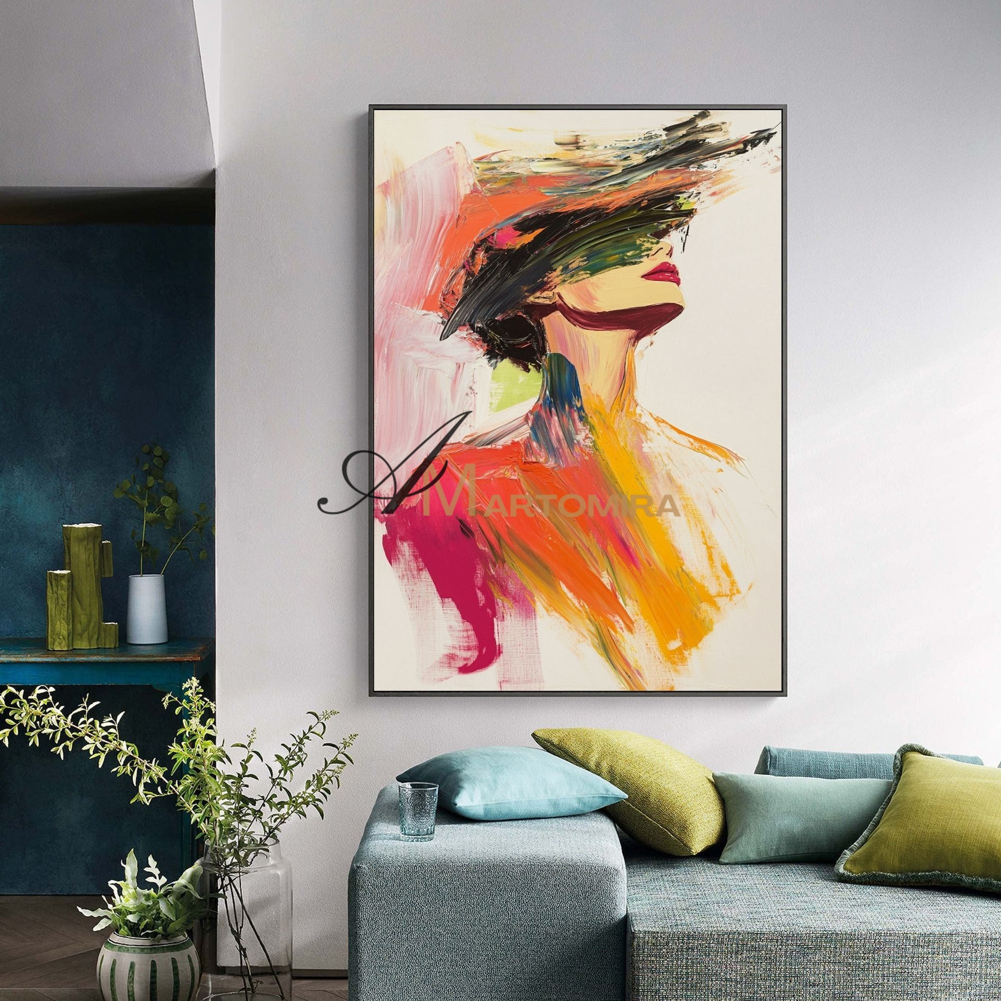 Painting Art Woman | Colorful Wall Art | Beautiful Woman Painting | Wall Art For Bedroom #AP027