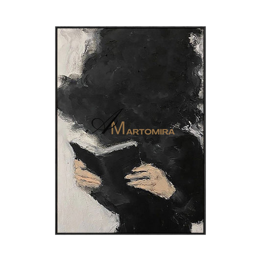Abstract Canvas Art | Large Modern Wall Art | Painting Of A Woman Reading A Book | Wall Decor #MF049