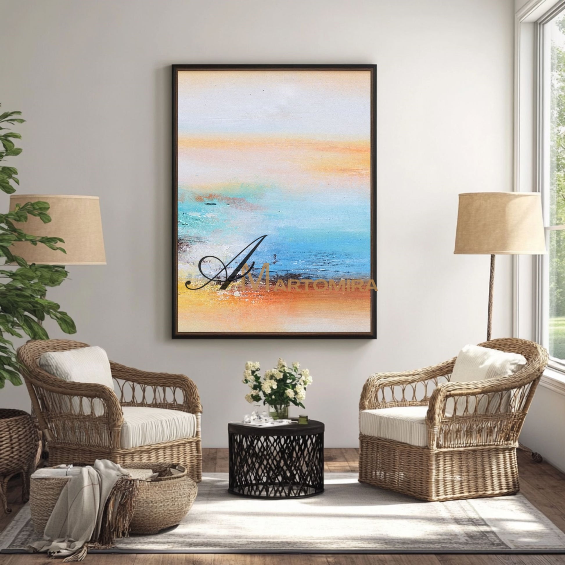 Lake Canvas Wall Art | Modern Abstract Wall Art | Abstract Landscape Wall Art #DF010