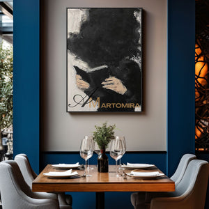 Abstract Canvas Art | Large Modern Wall Art | Painting Of A Woman Reading A Book | Wall Decor #MF049