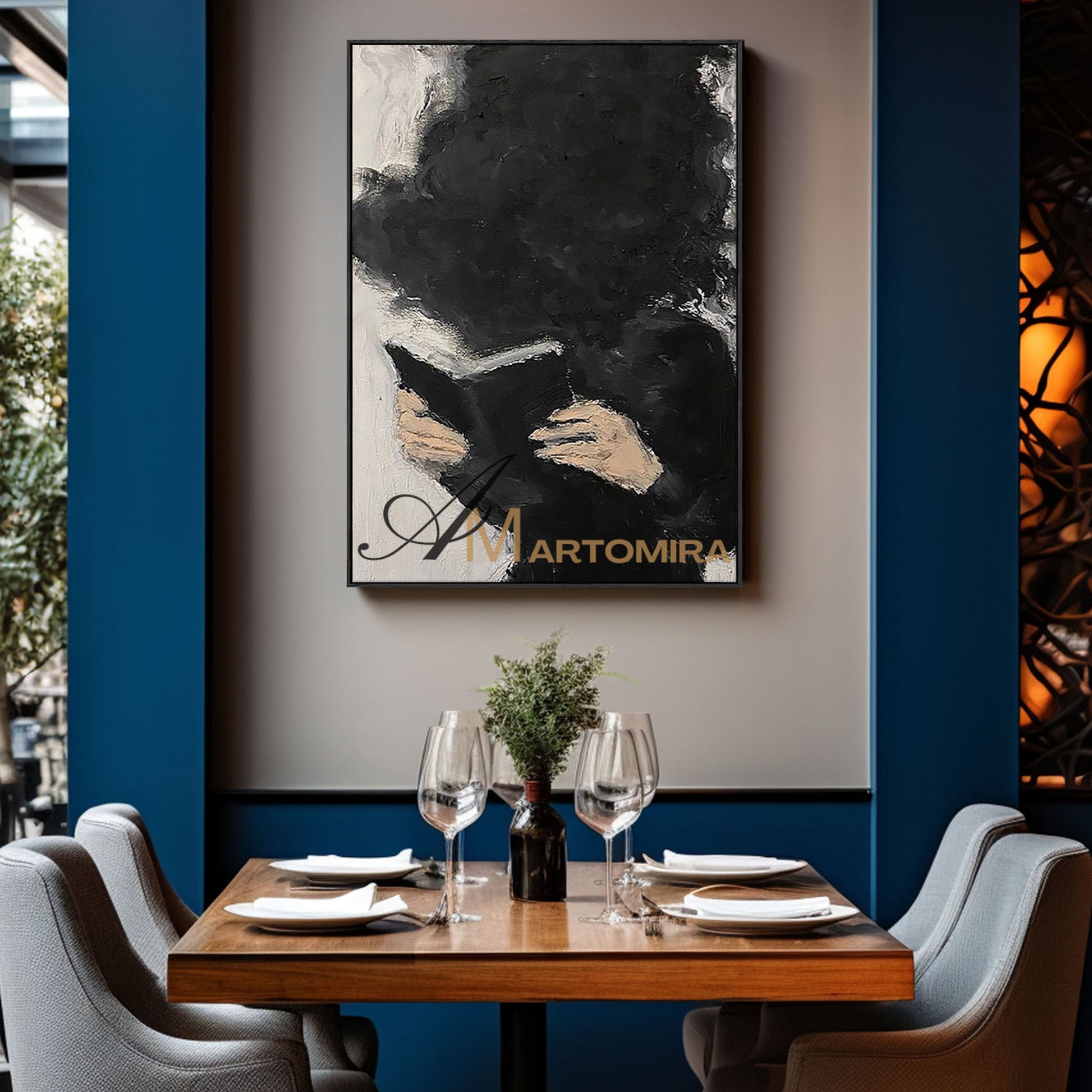 Abstract Canvas Art | Large Modern Wall Art | Painting Of A Woman Reading A Book | Wall Decor #MF049