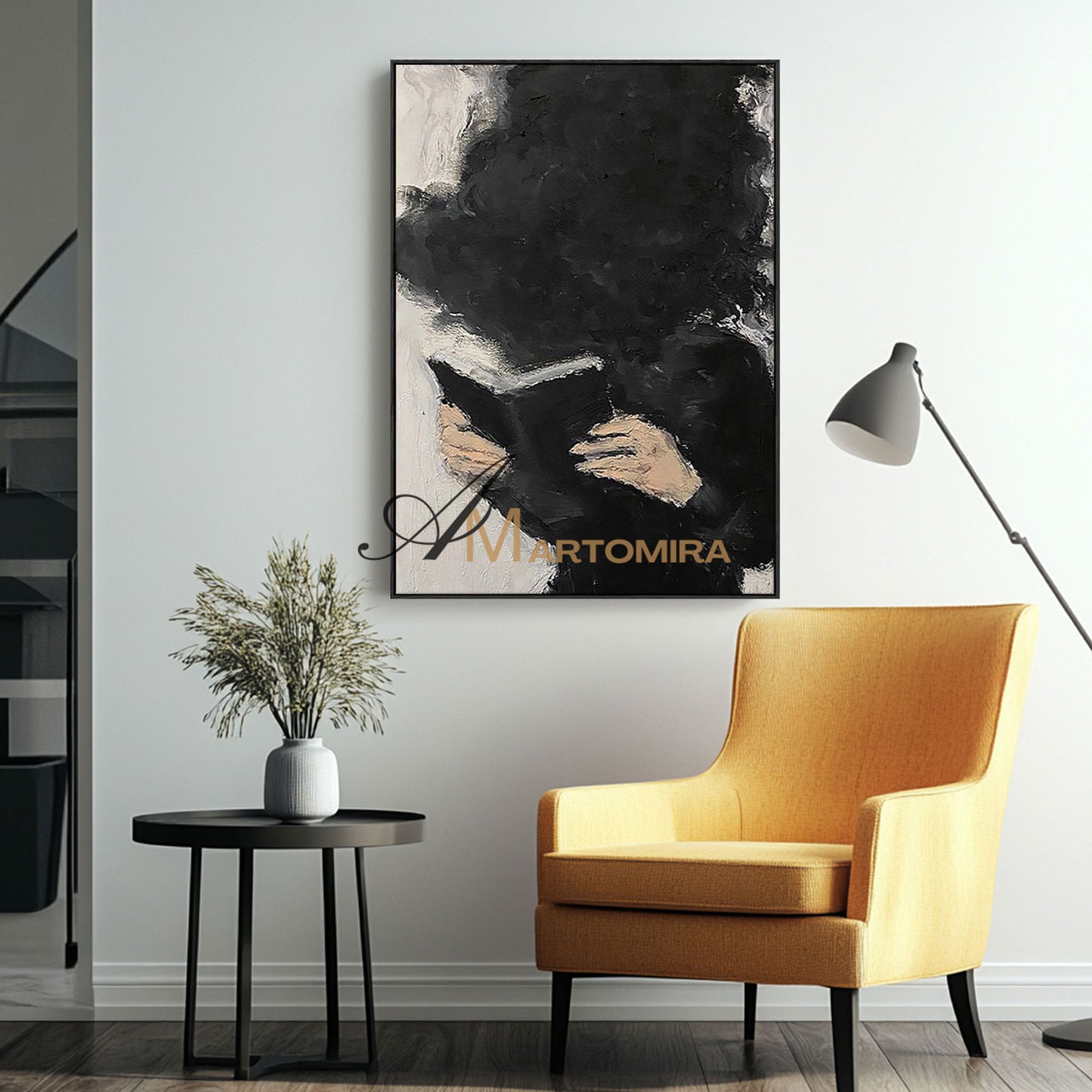 Abstract Canvas Art | Large Modern Wall Art | Painting Of A Woman Reading A Book | Wall Decor #MF049