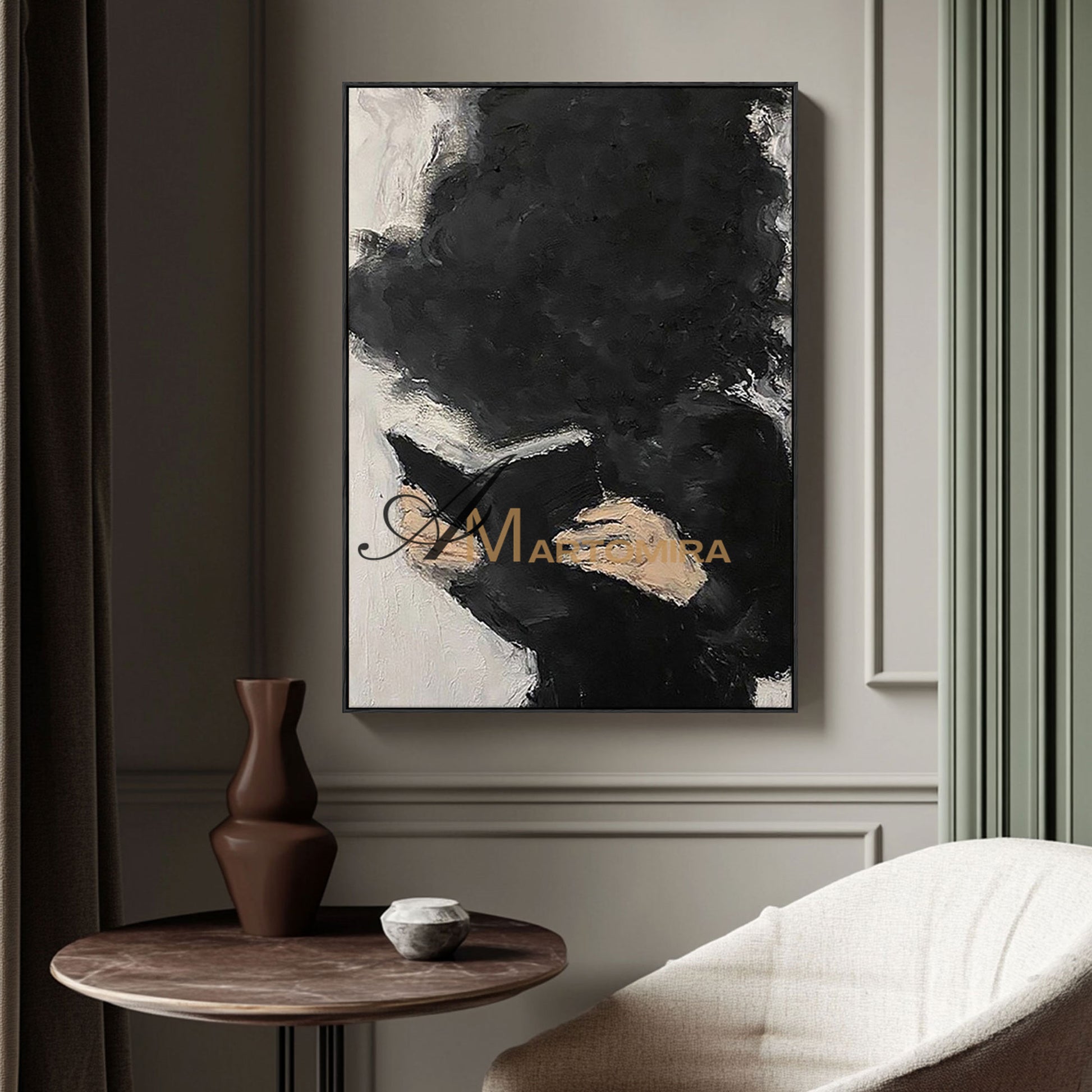 Abstract Canvas Art | Large Modern Wall Art | Painting Of A Woman Reading A Book | Wall Decor #MF049