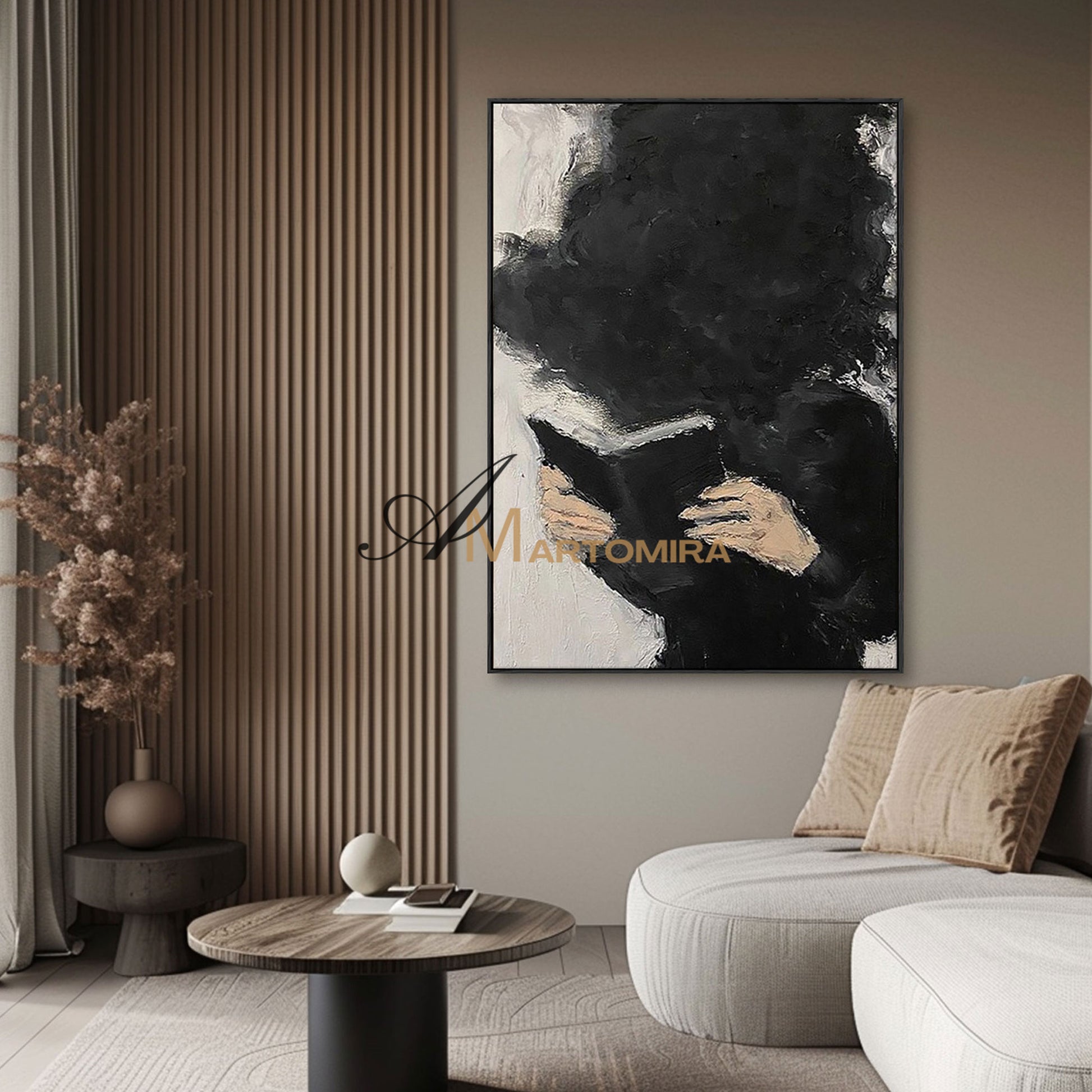 Abstract Canvas Art | Large Modern Wall Art | Painting Of A Woman Reading A Book | Wall Decor #MF049