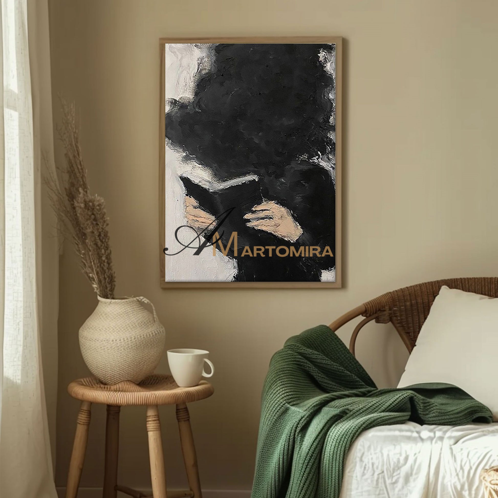 Abstract Canvas Art | Large Modern Wall Art | Painting Of A Woman Reading A Book | Wall Decor #MF049