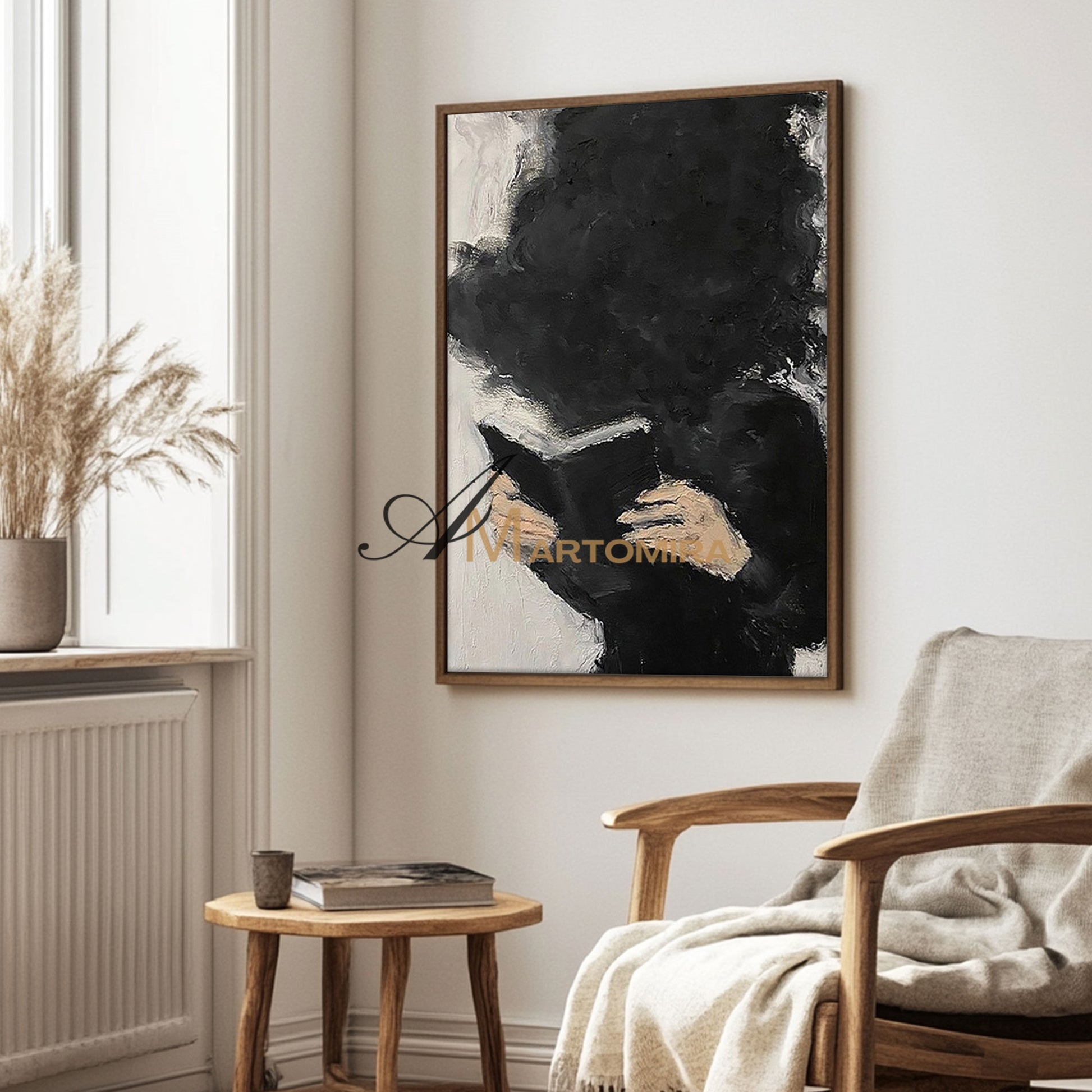 Abstract Canvas Art | Large Modern Wall Art | Painting Of A Woman Reading A Book | Wall Decor #MF049