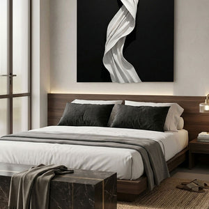 Black and White Abstract 3D Twisted Wave Minimalist Modern Textured Wall Art Elegant Monochrome Decor for Contemporary Home and Office Interiors