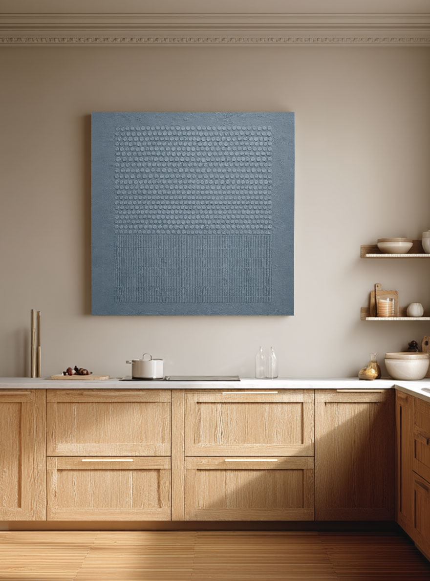 Minimalist Medium Grey Abstract Textured Wall Art Modern Geometry Dots Lines Square Canvas Print Framed Neutral Wall Art for Living Room Office Hallway Bedroom Dining Room