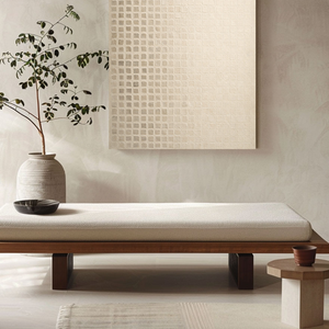Minimalist Asymmetrical Geometric Grid Abstract Wall Art, Soft Beige Light Medium Grey Muted Tones Textured Canvas Art, Modern Rustic Neutral Decor for Office Hallway Dining Room Bedroom Living Room