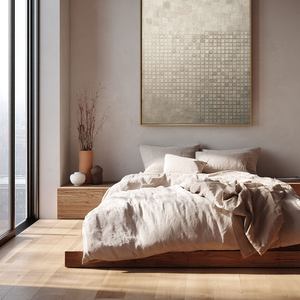 Minimalist Neutral Geometric Textured Wall Art – Soft Beige Off White Light Grey Abstract Grid Blocks, Muted Modern Decor, Thick Paint Stacking Canvas Artwork for Home Living Room Bedroom Office Dining Hallway