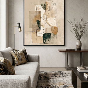 Minimalist Neutral Abstract Beige White Brown Geometric Textured Canvas Wall Art for Modern Home Living Room Bedroom Office Hallway Dining Room Decor