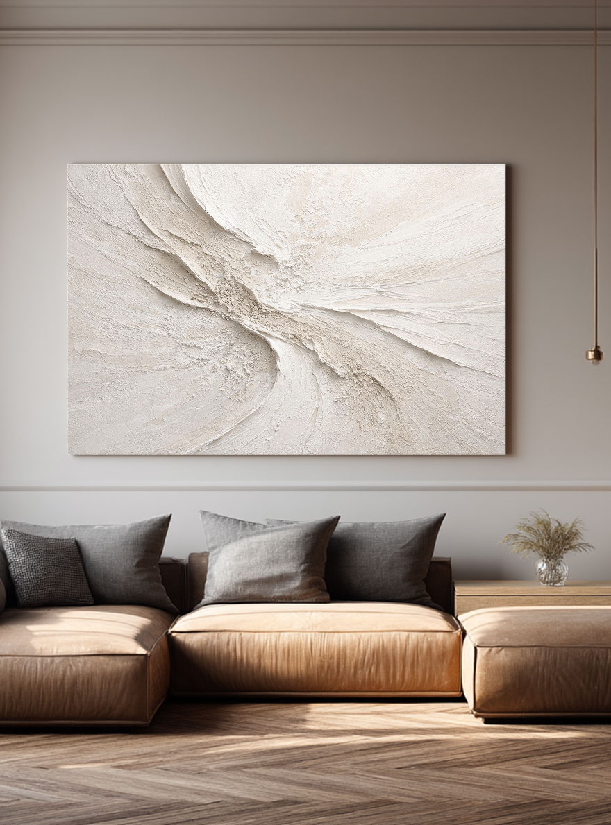 Wabi Sabi Sand Textured Canvas Painting for Bedroom | Artomira