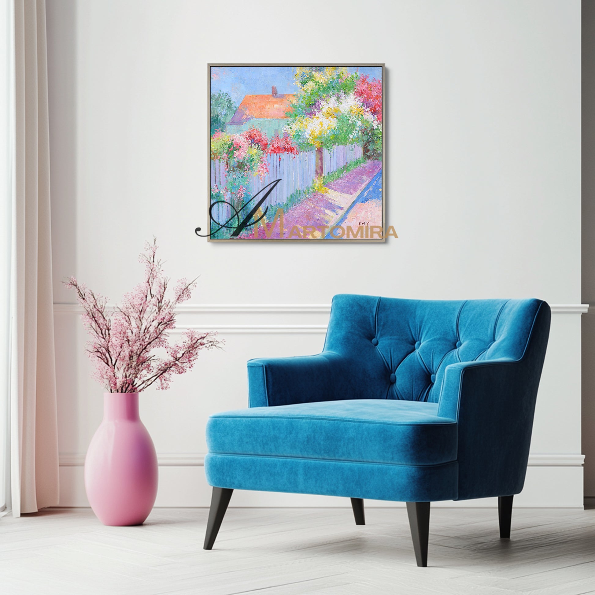 Landscape Wall Art | Garden Wall Art | Colorful Flower Wall Art | Large Painting For Living Room  #DF022