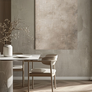Minimalist Subtle Textured Wabi Sabi Inspired Neutral Beige Dark Grey Abstract Wall Art for Modern Home Office Living Room Bedroom Dining Hallway Decor with Muted Asymmetrical Imperfect Natural Aged Look Framed Canvas Print