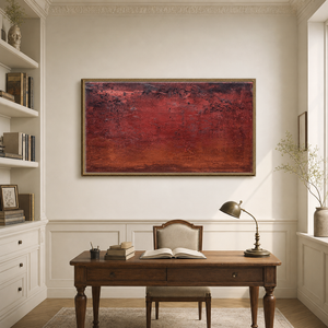 Deep Red Brown Dark Grey Abstract Textured Plaster Wall Art Rich Warm Toned Modern Decorative Artwork for Contemporary Living Spaces Bedroom Dining Room Office Hallway Interior Design