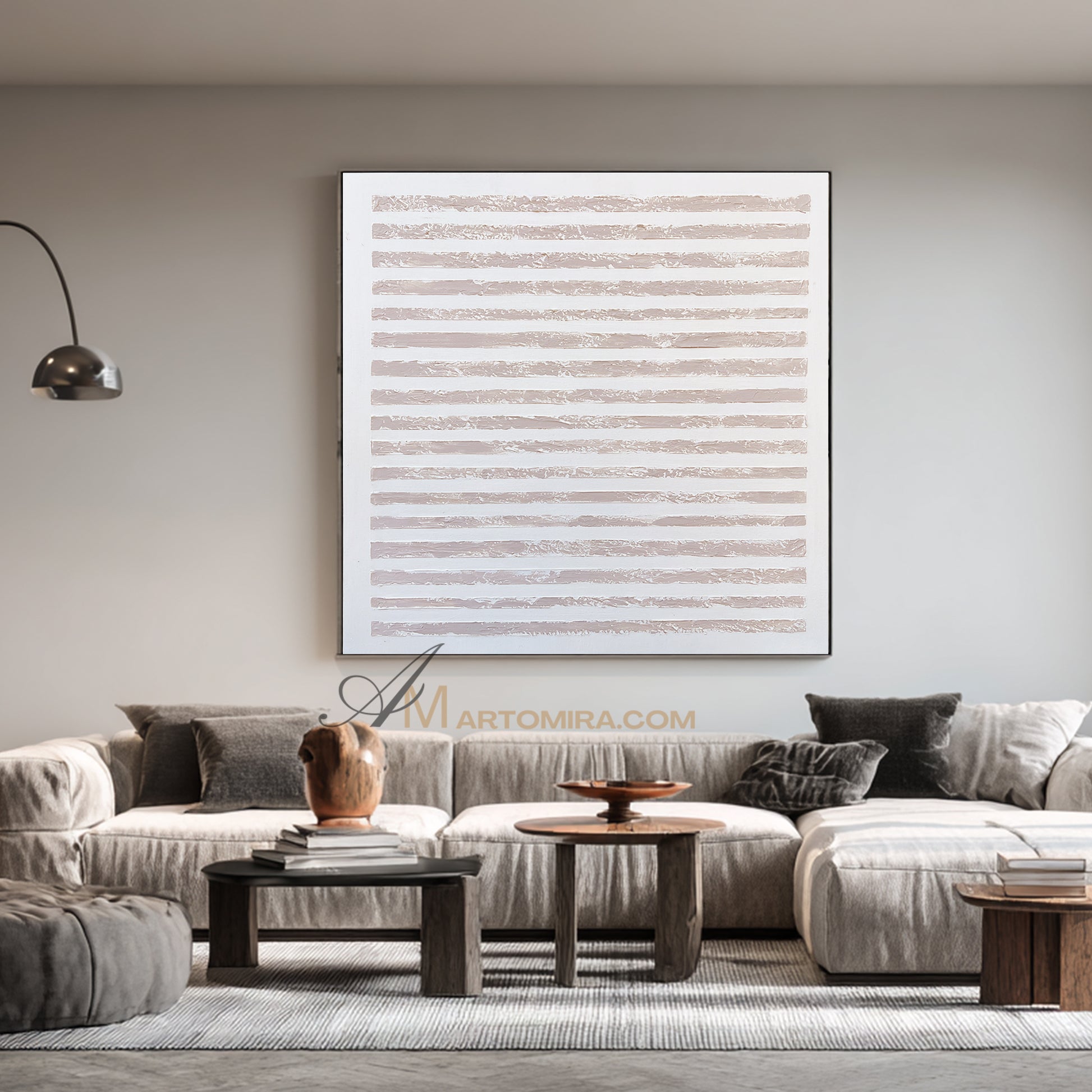 Wabi-Sabi Minimalist Neutral Abstract Art | Textured Line Painting on Canvas | Beige Modern Wall Art | Minimal Aesthetic Home Decor #WB001