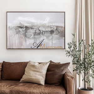 Large Art Canvas | Grey Wall Art | Wabi Sabi Wall Art | Paintings For Living Room #DF027