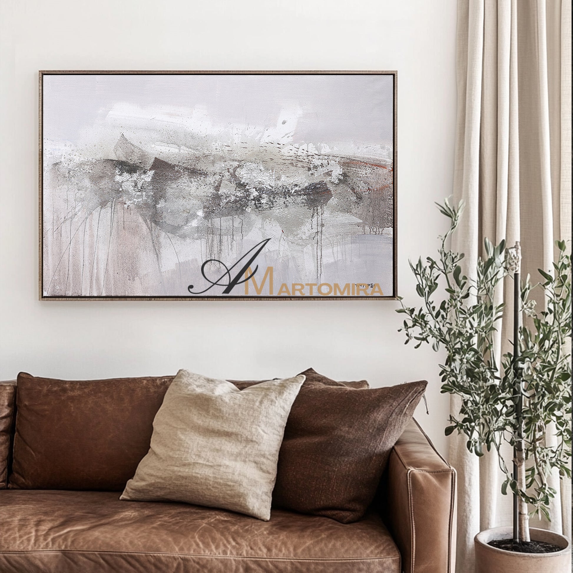 Large Art Canvas | Grey Wall Art | Wabi Sabi Wall Art | Paintings For Living Room #DF027