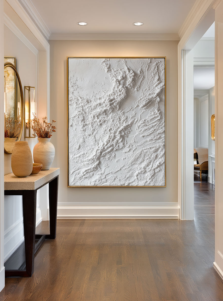Minimalist White Abstract Textured Plaster Wall Art Neutral Wabi Sabi Inspired Modern Decor for Calm Spaces