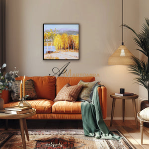 Landscape Wall Art Canvas | Autumn Painting | Tree Painting | Paintings For Living Room #DF023