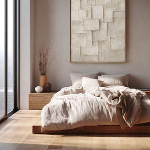 Minimalist Asymmetrical Neutral Geometric Blocks Wabi Sabi Wall Art, Beige & Light Brown Muted Tone 3D Relief Plaster Artwork, Modern Textured Abstract Decor for Contemporary Home