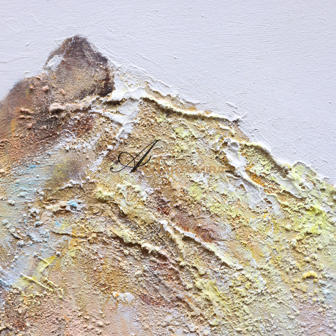 Abstract Landscape Art | Blue And Gold Wall Art | Mountains Painting | Paintings For Living Room #DF014