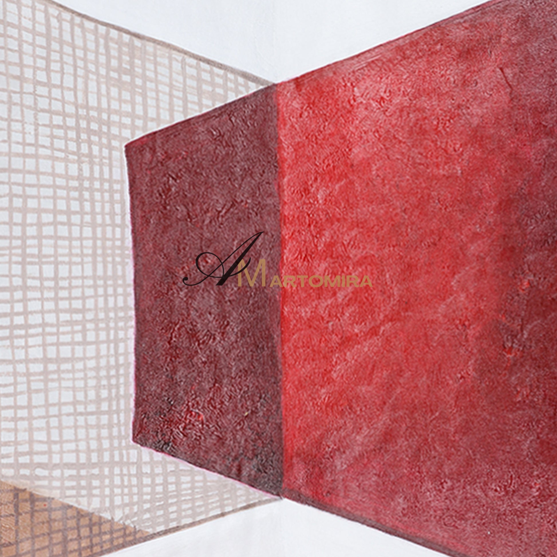 Red And White Wall Art | Abstract Geometric Art | Minimalist Abstract Art #DF017