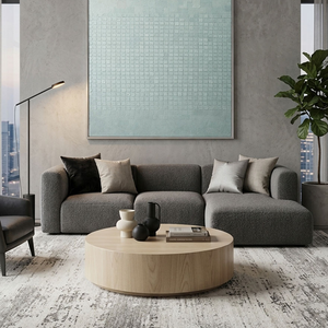 Minimalist Light Blue-Grey Geometric Abstract Textured Wall Art, Subtle Modern Grid and Irregular Block Pattern, Muted Contemporary Wall Decor for Calm Spaces