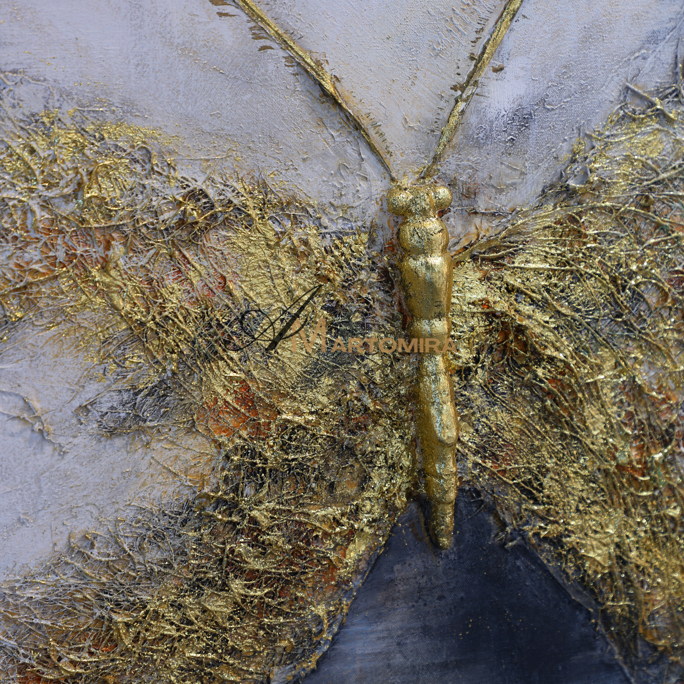Animal Wall Art | Butterfly Painting| Textured Wall Art For Living Room | Gold Wall Art #DF056