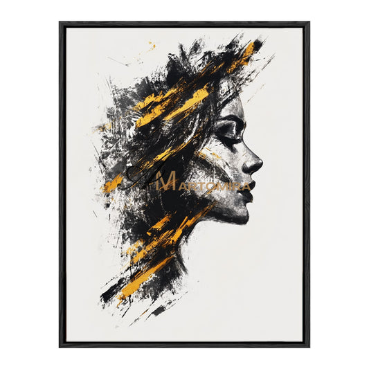 Abstract Portraits | Black And Gold Wall Art | Large Canvas Art | Abstract Canvas Art #AP004