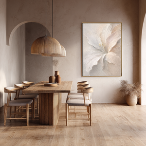 Elegant Soft White Beige Lily Flower Textured Wall Art Minimalist Botanical Decor Modern Aesthetic Artwork for Cozy Home Office Living Room Bedroom Dining Room Hallway