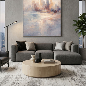 Soft Tonal Impressionist New York City Skyline with Water Reflection Vintage Wall Art for Modern Living, Bedroom, Dining, Office & Hallway Spaces