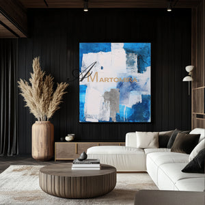 Blue And White Wall Art | Modern Abstract Oil Painting | Minimalist Abstract Art #DF025
