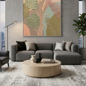 Bohemian Tropical Monstera Palm Leaves Pampas Grass Textured Abstract Floral Wall Art for Living Room Bedroom Dining Room Office Home Decor