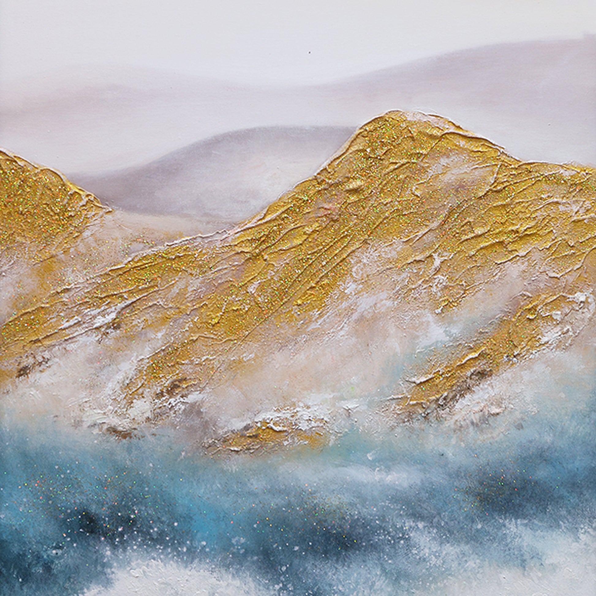 Blue And Gold Wall Art | Abstract Painting Mountains | Abstract Landscape Art | Large Wall Art #DF001