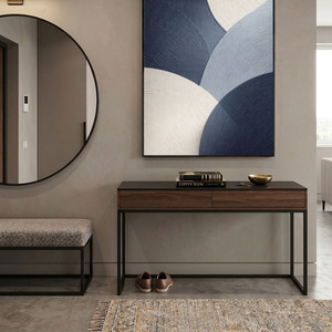 Modern Abstract Blue White Beige Light Grey Curved Geometric Lines Textured Impasto Canvas Wall Art for Minimalist Living Room Office Bedroom Dining Room Hallway Home Decor
