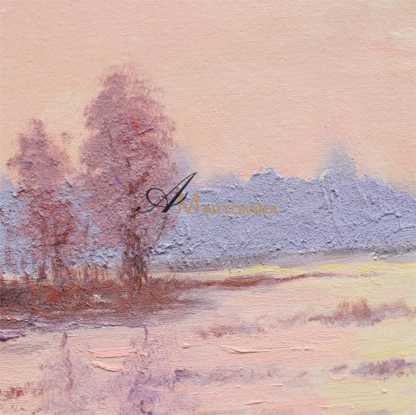 Landscape Wall Art | Pink Wall Art | Sunset Canvas Painting | Landscape Canvas Oil Painting #DF011