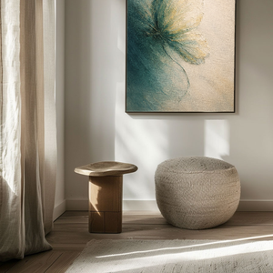 Abstract Textured Blue Beige White Flower Canvas Wall Art Modern Minimalist Textured Artwork for Living Room Bedroom Office Dining Room Hallway