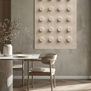 Minimalist Beige 3D Raised Circle Geometric Textured Plaster Wall Art for Modern Home Decor, Neutral Abstract Wall Decor with Stucco Texture, Wabi-Sabi Inspired? No Symmetric! Correct: Neutral Abstract 3D Circle Geometric Textured Plaster Wall Art