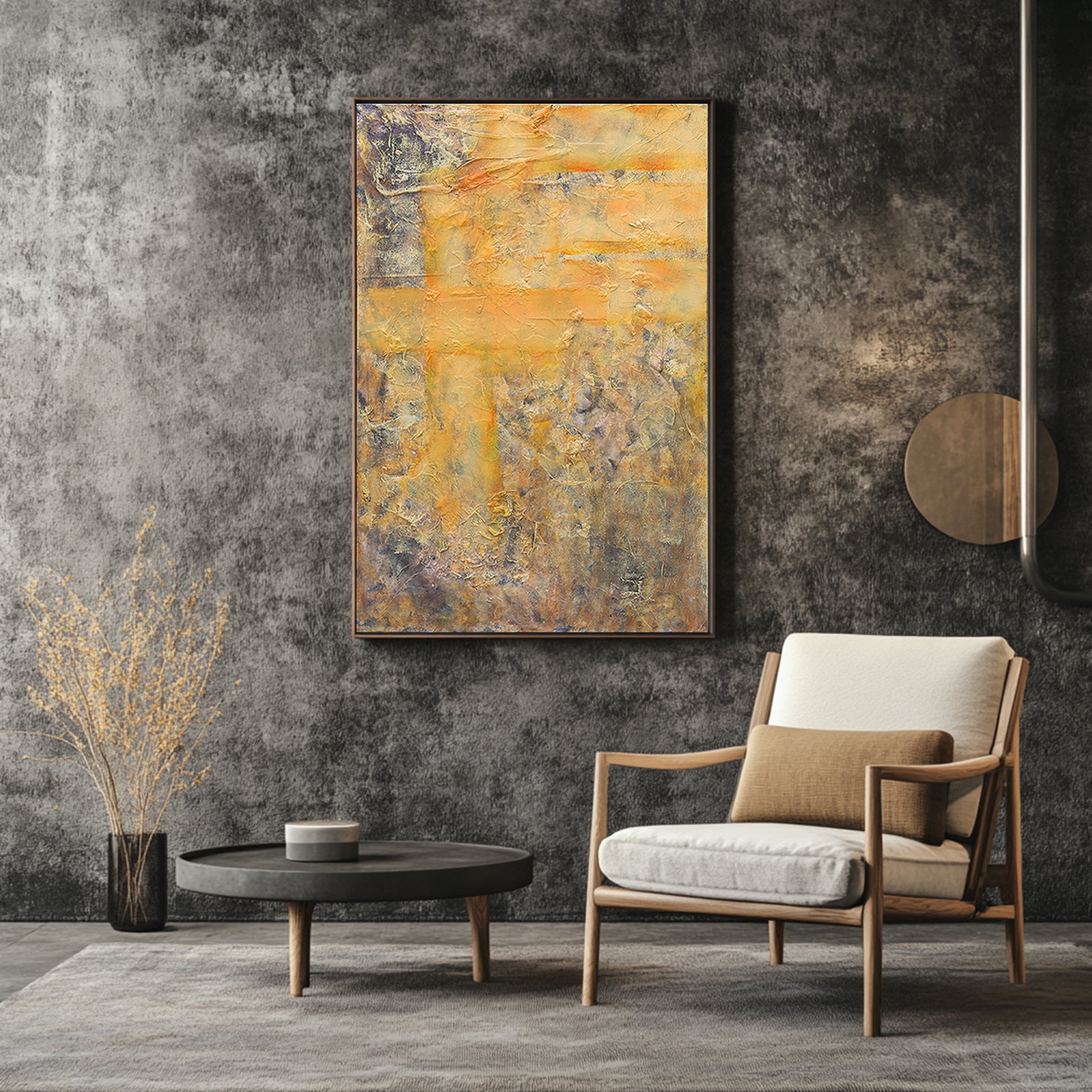Textured Wall Art | Abstract Textured Canvas Art | Gold Acrylic Paint #DF034