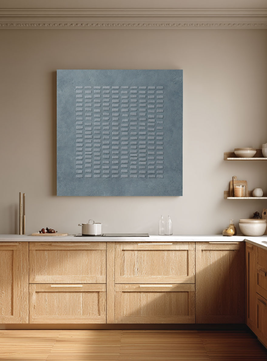 Minimalist Grey Geometric Line Textured 3D Relief Abstract Wall Art Modern Neutral Tonal Framed Decor for Living Room Office Bedroom Hallway Dining Room
