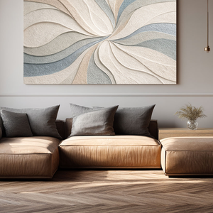 Abstract Blue Beige White Light Grey Textured Swirling Curved Lines Framed Canvas Wall Art - Modern Minimalist Neutral Decor for Living Room Bedroom Office Dining Room Hallway, 200-255 chars placeholder ends