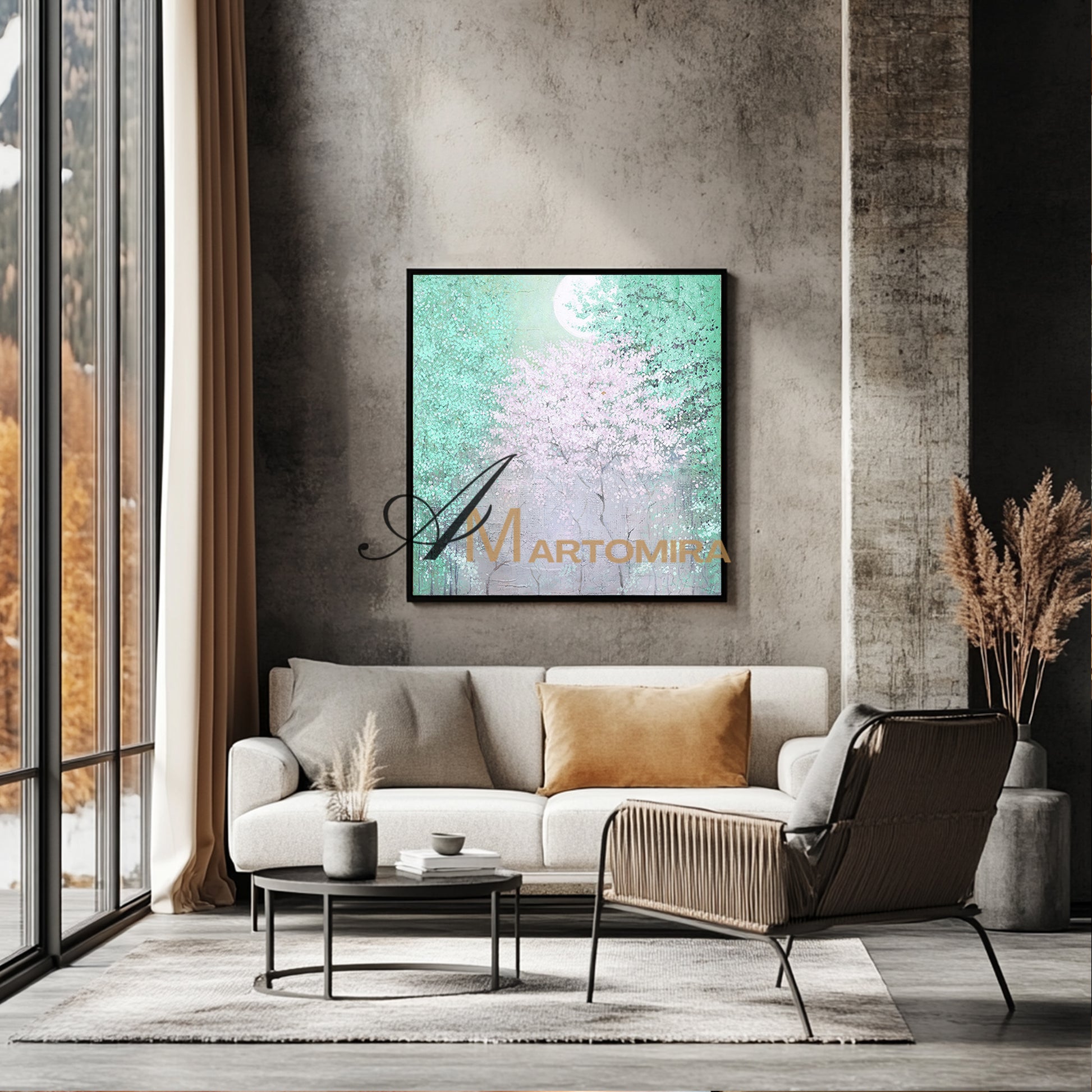 Paintings Of Trees | Green Wall Art | Landscape Canvas Painting | Contemporary Wall Decor #DF015