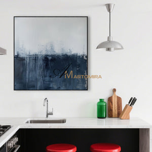 Abstract Wall Art | Blue White Abstract Painting | Minimalist Abstract Wall Art | Large Canvas Wall Art #AH152