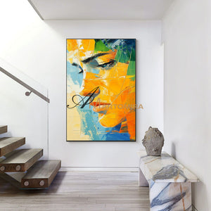 Woman Painting | Colorful Wall Art | Abstract Portrai Painting | Canvas Wall Decor #AP029