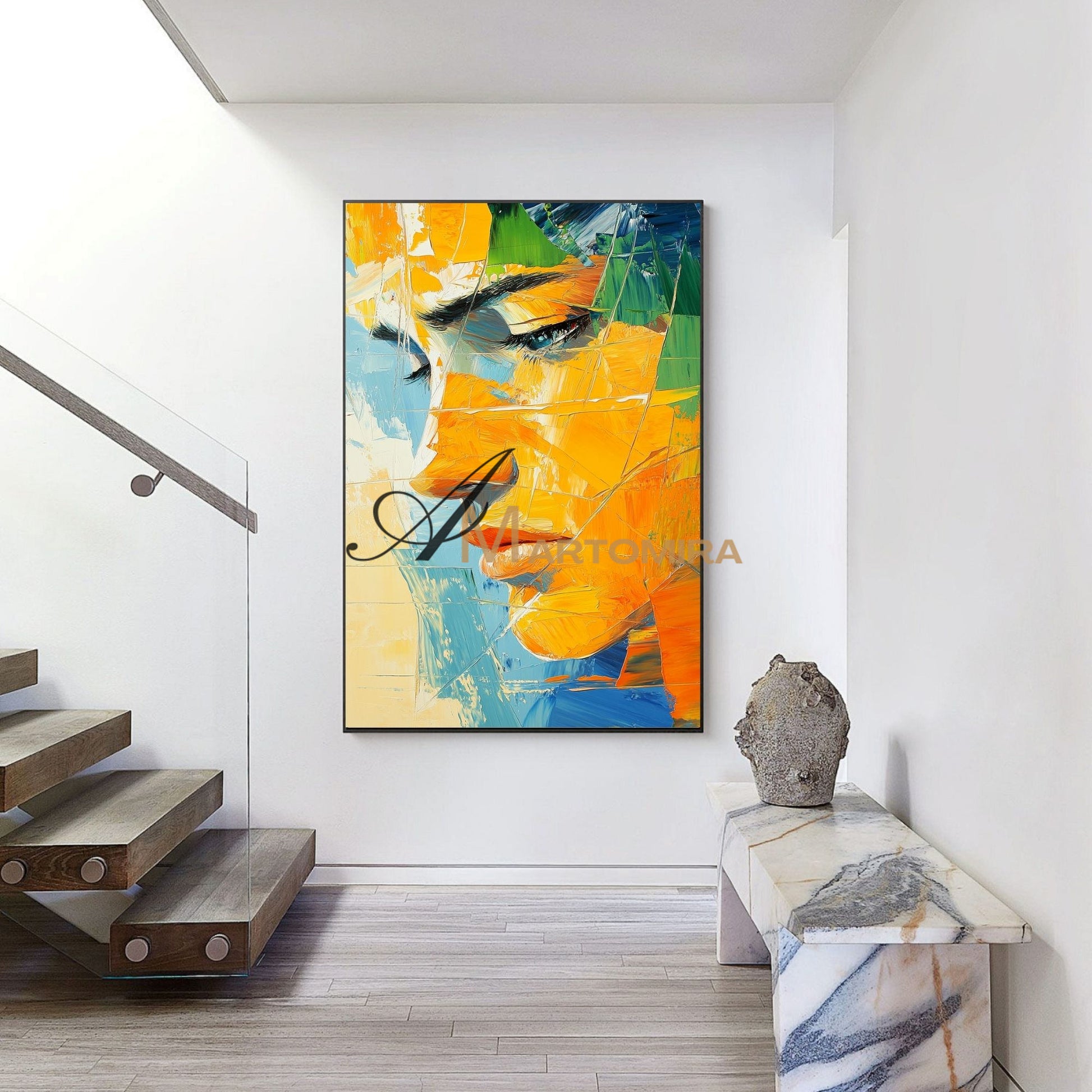 Woman Painting | Colorful Wall Art | Abstract Portrai Painting | Canvas Wall Decor #AP029
